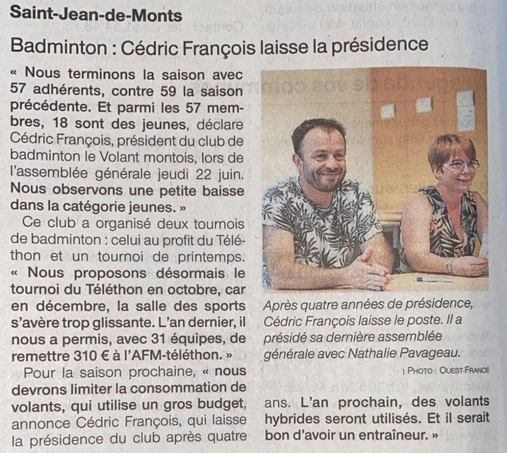 article ouest france assemblée générale juin 2023